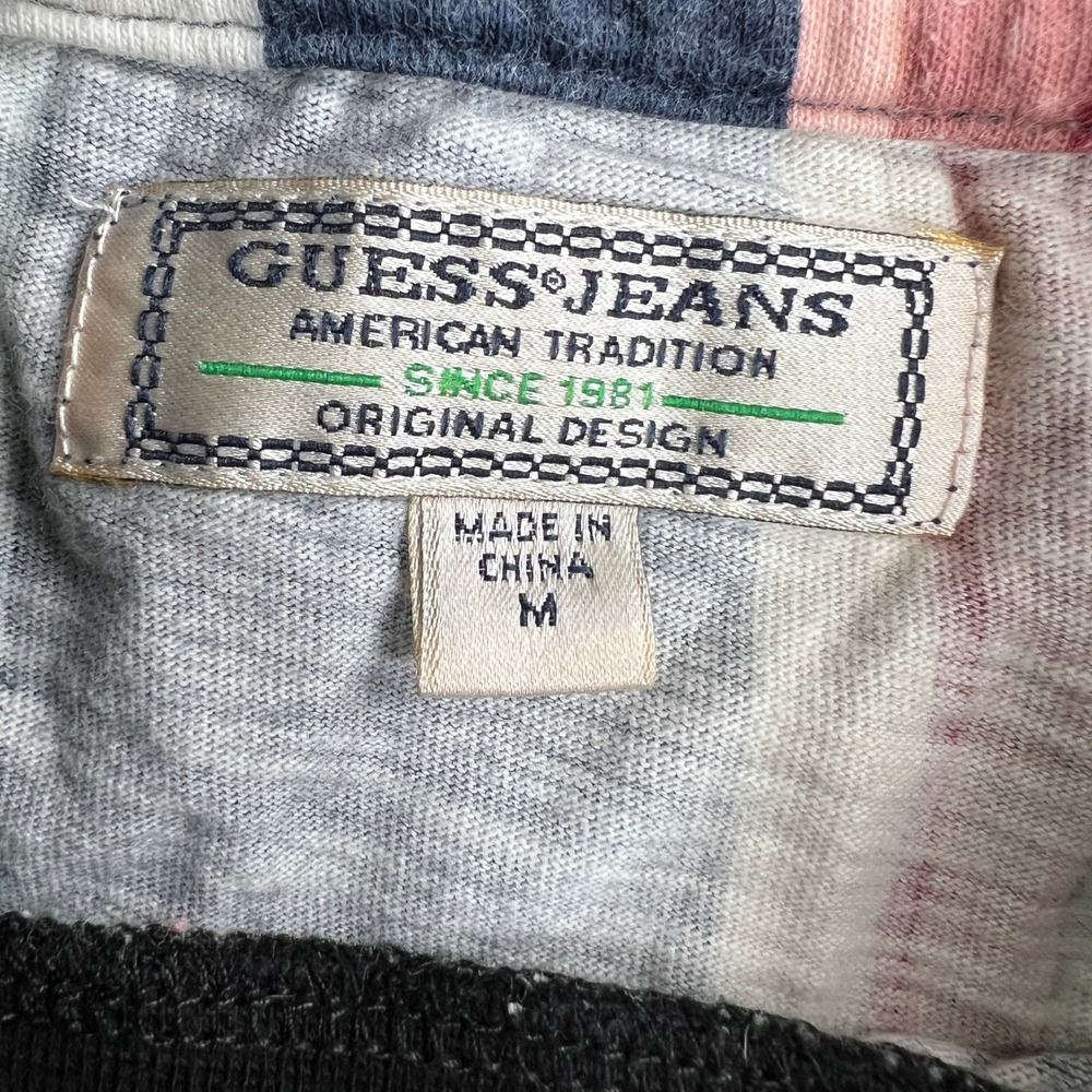 Guess Vertical Stripe Embroidered Logo T-Shirt M Multi Men Streetwear Retro - Picture 3 of 7